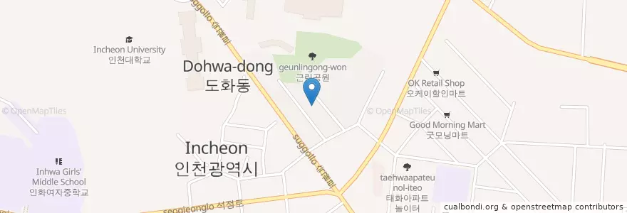 Mapa de ubicacion de 도화동 en Südkorea, Incheon, 미추홀구, 도화동.