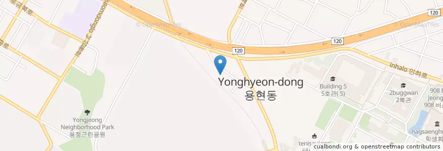 Mapa de ubicacion de 용현동 en Zuid-Korea, 인천, 미추홀구, 용현동.