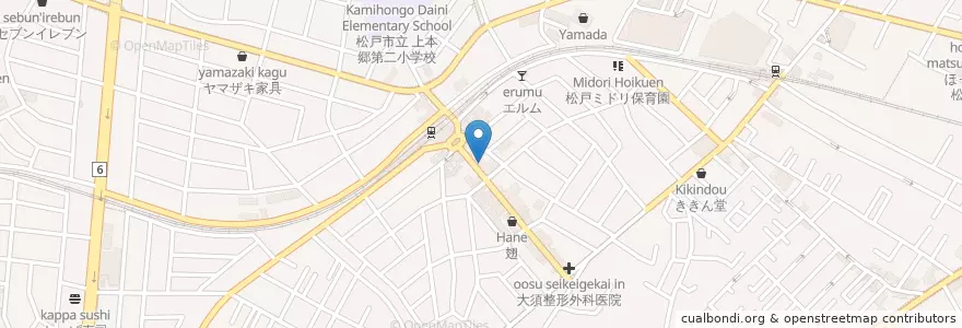 Mapa de ubicacion de 稲迺家 en Japão, 千葉県, 松戸市.