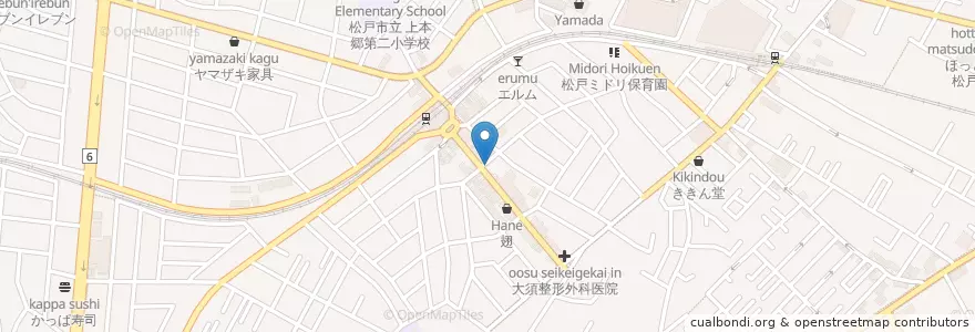Mapa de ubicacion de ちば興銀 en Japon, Préfecture De Chiba, 松戸市.