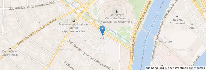 Mapa de ubicacion de Yoko en روسيا, Центральный Федеральный Округ, Москва, Центральный Административный Округ, Район Хамовники.