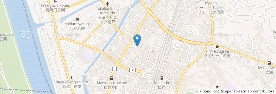 Mapa de ubicacion de ラーメン二郎　松戸駅前店Ⅲ en 일본, 지바현, 松戸市.