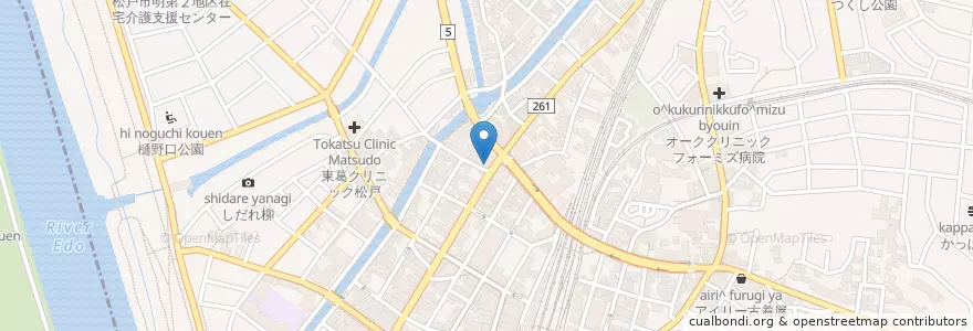 Mapa de ubicacion de 銚子商工信用組合 en 일본, 지바현, 松戸市.