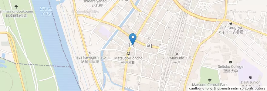 Mapa de ubicacion de 小倉耳鼻咽喉科 en 일본, 지바현, 松戸市.