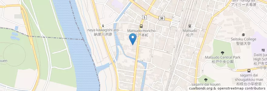 Mapa de ubicacion de 商工中金 en Japan, Präfektur Chiba, 松戸市.