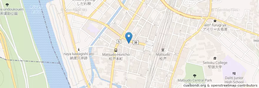Mapa de ubicacion de 千葉銀行 (Chiba Bank) en 일본, 지바현, 松戸市.