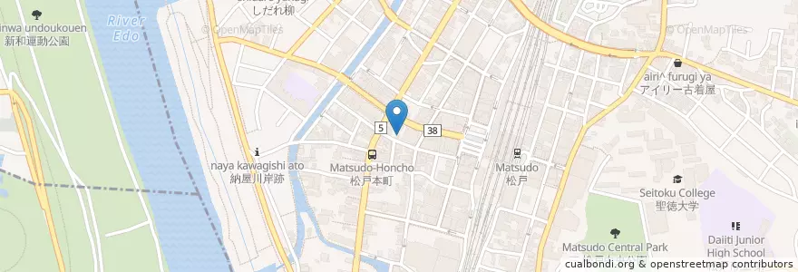 Mapa de ubicacion de そば処 関やど en Japonya, 千葉県, 松戸市.