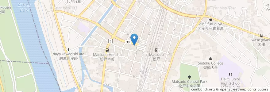 Mapa de ubicacion de 食堂 大都会 en Japón, Prefectura De Chiba, Matsudo.