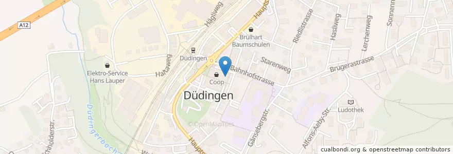 Mapa de ubicacion de Poststelle 3186 Düdingen en Schweiz/Suisse/Svizzera/Svizra, Fribourg/Freiburg, Sensebezirk, Düdingen.