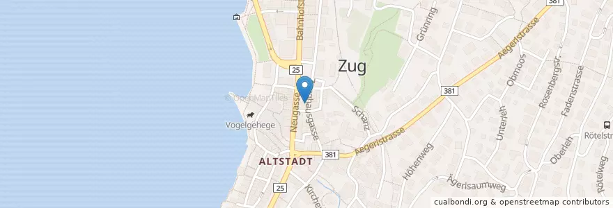 Mapa de ubicacion de Café am Hirschenplatz en Schweiz, Zug, Zug.