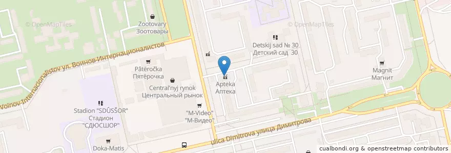 Mapa de ubicacion de Аптека en Rusya Federasyonu, Центральный Федеральный Округ, Kursk Oblastı, Городской Округ Железногорск.