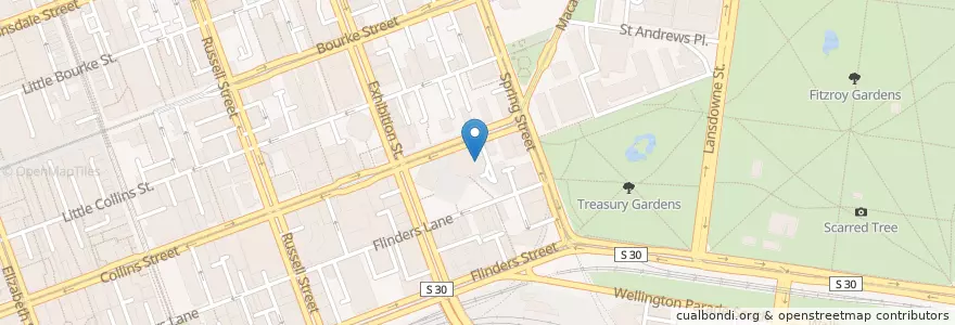 Mapa de ubicacion de Melbourne Collins Street East Post Shop en Australien, Victoria, City Of Melbourne.