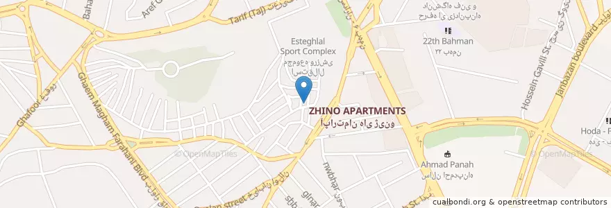 Mapa de ubicacion de سنندج en イラン, コルデスターン, شهرستان سنندج, بخش مرکزی, حومه, سنندج.