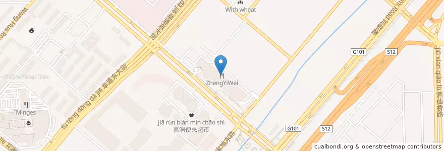 Mapa de ubicacion de ZhengYiWei en China, Pequim, Hebei, 朝阳区 / Chaoyang.