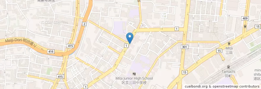 Mapa de ubicacion de 三田人家 en اليابان, 東京都, 港区.