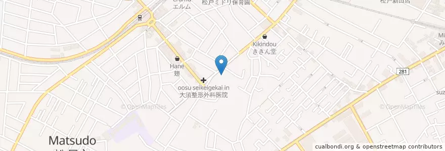 Mapa de ubicacion de 鈴木歯科 en Japan, 千葉県, 松戸市.