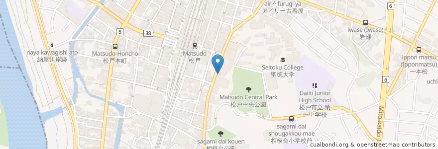 Mapa de ubicacion de 薬イワイ en 日本, 千葉県, 松戸市.