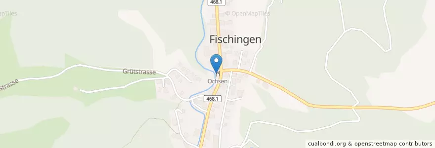 Mapa de ubicacion de Ochsen en Suíça, Thurgau, Bezirk Münchwilen, Fischingen.