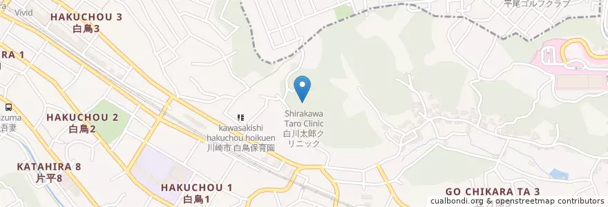 Mapa de ubicacion de 白川太郎クリニック (Shirakawa Taro Clinic) en Giappone, Prefettura Di Kanagawa, 川崎市, 麻生区.