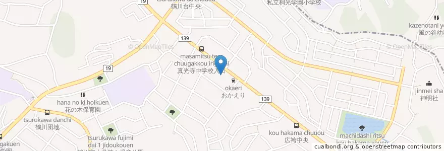 Mapa de ubicacion de 鶴川福音教会 en Japão, Tóquio, 町田市.