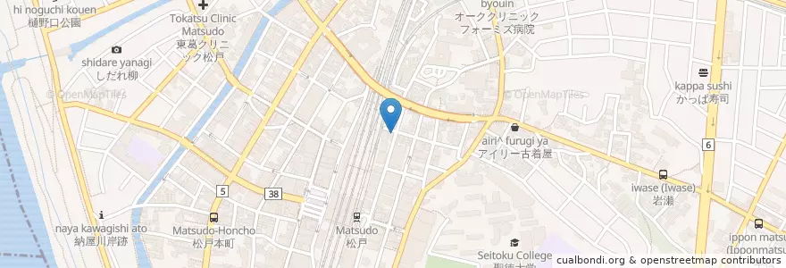 Mapa de ubicacion de 兎に角 en Japão, 千葉県, 松戸市.