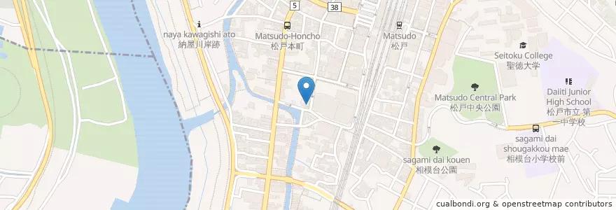 Mapa de ubicacion de おんぷ薬局 en اليابان, 千葉県, 松戸市.