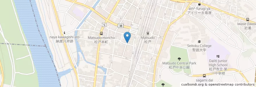 Mapa de ubicacion de 日高屋 (Hidakaya) en 일본, 지바현, 松戸市.