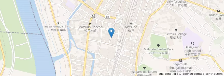 Mapa de ubicacion de 松戸駅西口郵便局 en Japón, Prefectura De Chiba, Matsudo.