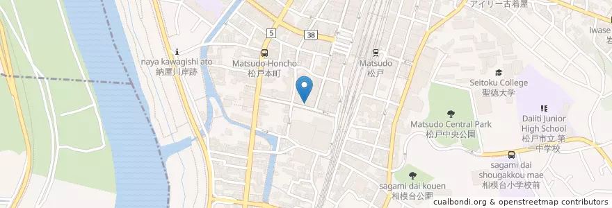 Mapa de ubicacion de たけだ歯科クリニック en Япония, Тиба, 松戸市.
