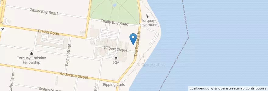 Mapa de ubicacion de Cafe Moby en أستراليا, ولاية فيكتوريا, Surf Coast Shire.
