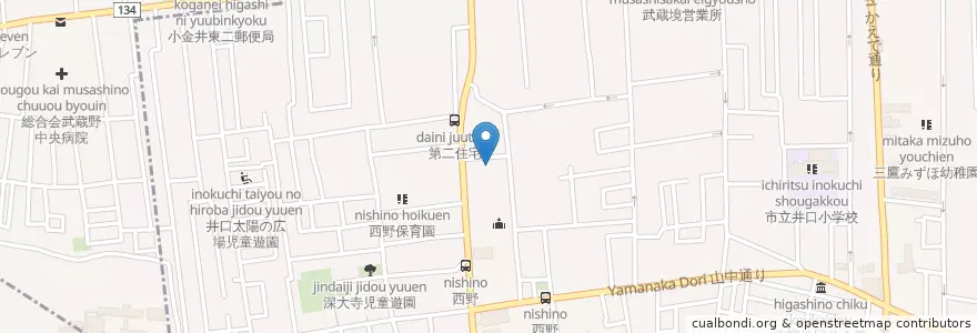 Mapa de ubicacion de 深大寺公会堂 en Япония, Токио, Митака.