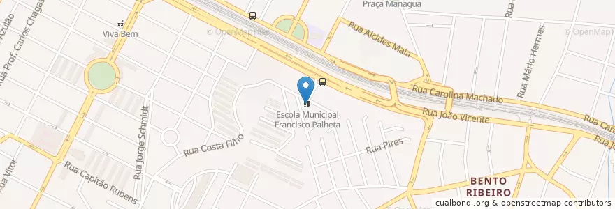 Mapa de ubicacion de Escola Municipal Francisco Palheta en Brazilië, Regio Zuidoost, Rio De Janeiro, Região Metropolitana Do Rio De Janeiro, Região Geográfica Imediata Do Rio De Janeiro, Região Geográfica Intermediária Do Rio De Janeiro, Rio De Janeiro.
