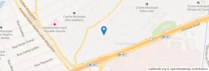 Mapa de ubicacion de Creche Municipal Yedda Marques Lamounier en 브라질, 남동지방, 리우데자네이루, Região Geográfica Imediata Do Rio De Janeiro, Região Metropolitana Do Rio De Janeiro, Região Geográfica Intermediária Do Rio De Janeiro, 리우데자네이루.