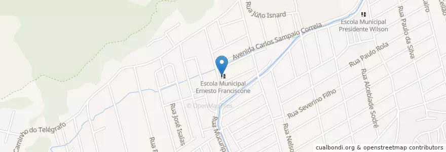 Mapa de ubicacion de Escola Municipal Ernesto Franciscone en ブラジル, 南東部地域, リオ デ ジャネイロ, Região Geográfica Imediata Do Rio De Janeiro, Região Metropolitana Do Rio De Janeiro, Região Geográfica Intermediária Do Rio De Janeiro, リオデジャネイロ.
