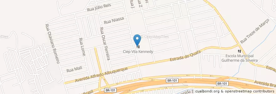 Mapa de ubicacion de Ciep Vila Kennedy en Бразилия, Юго-Восточный Регион, Рио-Де-Жанейро, Região Metropolitana Do Rio De Janeiro, Região Geográfica Imediata Do Rio De Janeiro, Região Geográfica Intermediária Do Rio De Janeiro, Рио-Де-Жанейро.