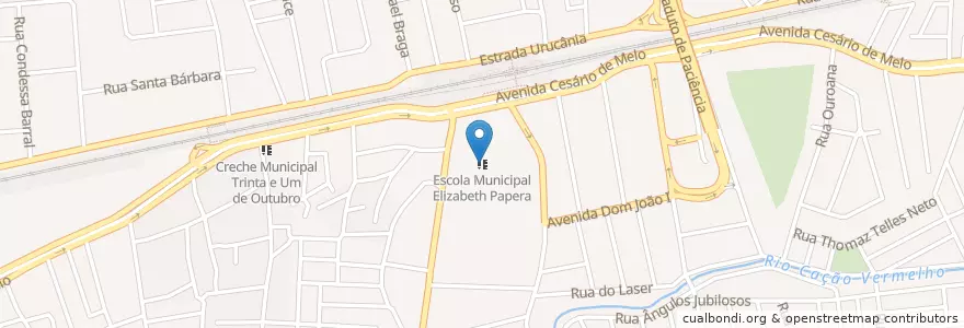 Mapa de ubicacion de Escola Municipal Elizabeth Papera en 브라질, 남동지방, 리우데자네이루, Região Geográfica Imediata Do Rio De Janeiro, Região Metropolitana Do Rio De Janeiro, Região Geográfica Intermediária Do Rio De Janeiro, 리우데자네이루.