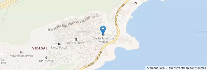 Mapa de ubicacion de Creche Municipal Vidigal en Brazilië, Regio Zuidoost, Rio De Janeiro.