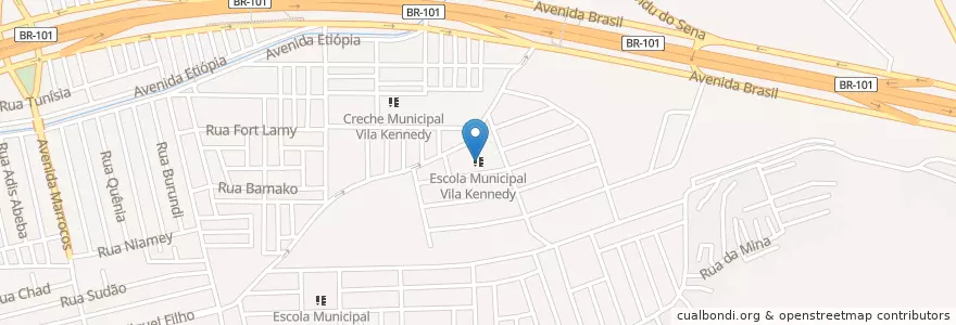 Mapa de ubicacion de Escola Municipal Vila Kennedy en ブラジル, 南東部地域, リオ デ ジャネイロ, Região Metropolitana Do Rio De Janeiro, Região Geográfica Imediata Do Rio De Janeiro, Região Geográfica Intermediária Do Rio De Janeiro, リオデジャネイロ.