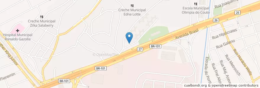 Mapa de ubicacion de Escola Municipal Amarelinho en 브라질, 남동지방, 리우데자네이루, Região Geográfica Imediata Do Rio De Janeiro, Região Metropolitana Do Rio De Janeiro, Região Geográfica Intermediária Do Rio De Janeiro, 리우데자네이루.