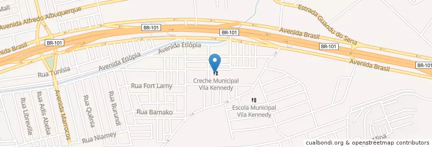 Mapa de ubicacion de Creche Municipal Vila Kennedy en ブラジル, 南東部地域, リオ デ ジャネイロ, Região Metropolitana Do Rio De Janeiro, Região Geográfica Imediata Do Rio De Janeiro, Região Geográfica Intermediária Do Rio De Janeiro, リオデジャネイロ.