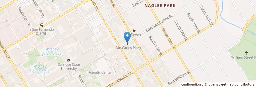 Mapa de ubicacion de San Carlos Pizza en Estados Unidos Da América, Califórnia, Santa Clara County, San Jose.