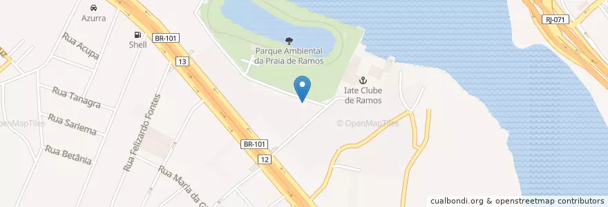 Mapa de ubicacion de Corpo de Bombeiros Praia de Ramos en البَرَازِيل, المنطقة الجنوبية الشرقية, ريو دي جانيرو, Região Geográfica Intermediária Do Rio De Janeiro.