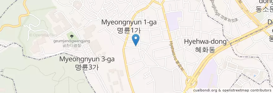 Mapa de ubicacion de 혜화동 en 大韓民国, ソウル, 城北区, 혜화동.