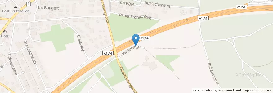 Mapa de ubicacion de Tennisplatz en 瑞士, 蘇黎世, Bezirk Uster, Wangen-Brüttisellen.