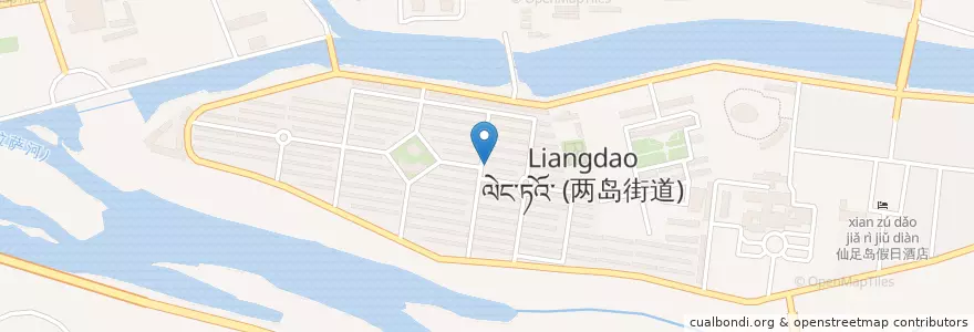 Mapa de ubicacion de 两岛街道 en الصين, منطقة التبت ذاتية الحكم, ལྷ་ས་གྲོང་ཁྱེར་ / 拉萨市 / Lhasa, ཁྲིན་ཀོན་ཆུས་ / 城关区 / Chengguan, 两岛街道.