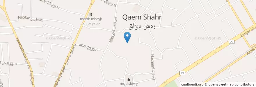 Mapa de ubicacion de قائمشهر en イラン, マーザンダラーン, شهرستان قائم شهر, بخش مرکزی, قائمشهر.