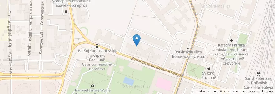 Mapa de ubicacion de Пироговый дворик en Russie, District Fédéral Du Nord-Ouest, Oblast De Léningrad, Saint-Pétersbourg, Калининский Район, Финляндский Округ.