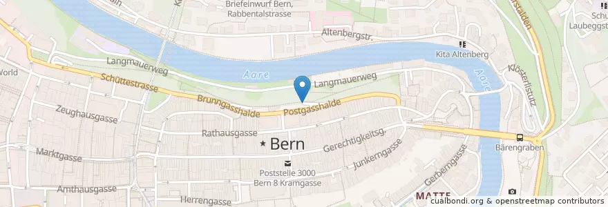 Mapa de ubicacion de Rathaus Parking Bern en Suiza, Berna, Verwaltungsregion Bern-Mittelland, Verwaltungskreis Bern-Mittelland, Bern.
