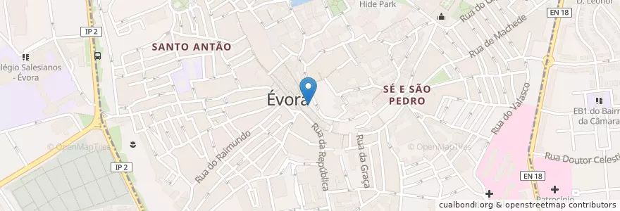 Mapa de ubicacion de Pipa Roza en 葡萄牙, Alentejo, Alentejo Central, Évora, Évora, Bacelo E Senhora Da Saúde, Évora.