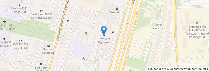 Mapa de ubicacion de Евродент en Rusland, Centraal Federaal District, Moskou, Южный Административный Округ, Район Чертаново Северное.